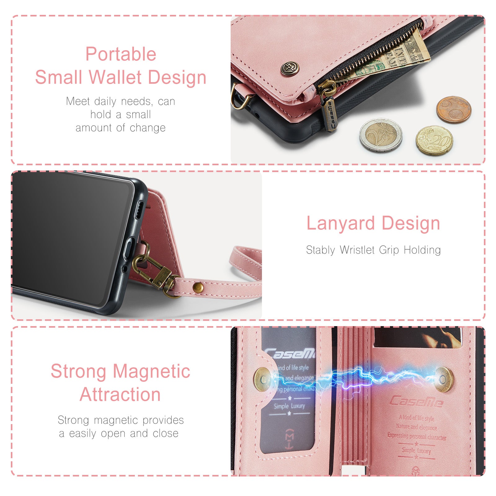 CASEME C20 Series for Samsung Galaxy A53 5G RFID Blocking Zipper Pocket Kickstand Case PU Leather Coated TPU Handbag Wallet Phone Cover with Strap CASEME C20 Series for Samsung Galaxy A53 5G RFID Blocking Zipper Pocket Kickstand Case PU Leather Coated TPU Handbag Wallet Phone Cover with Strap